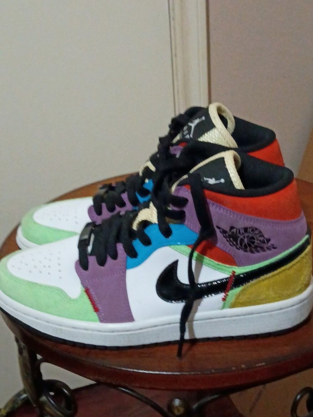 Nike Air Jordan 1 Mid SE Shoes Womens Size 7.5 Lightbulb Multicolor CW1140-100 - Picture 9 of 13